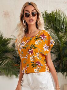 SHEIN Floral Print Top - Multicolor - View 3
