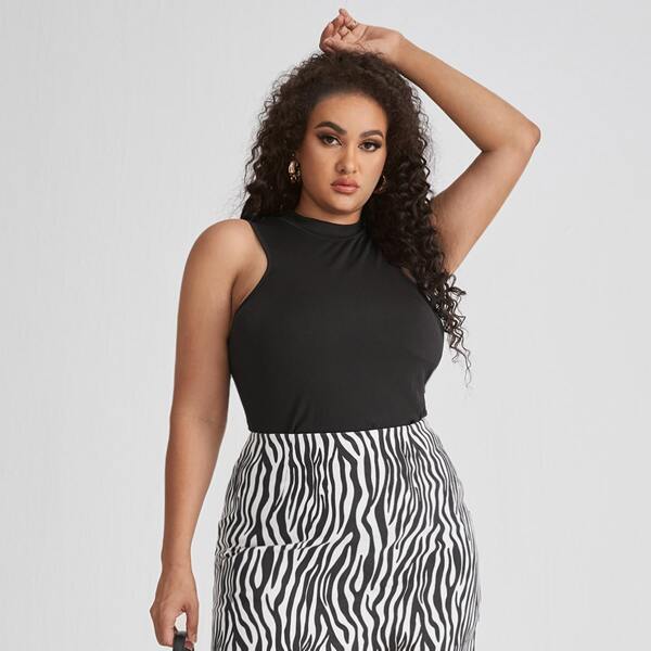 

Plus Solid Tank Top, Black