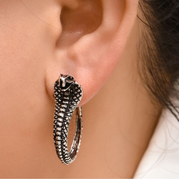 

Snake Design Earrings, Antique silver
