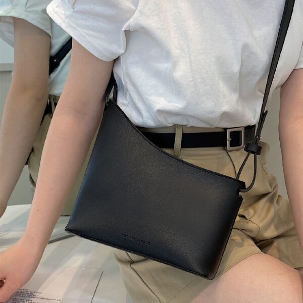 

Minimalist Letter Embossed Crossbody Bag, Black