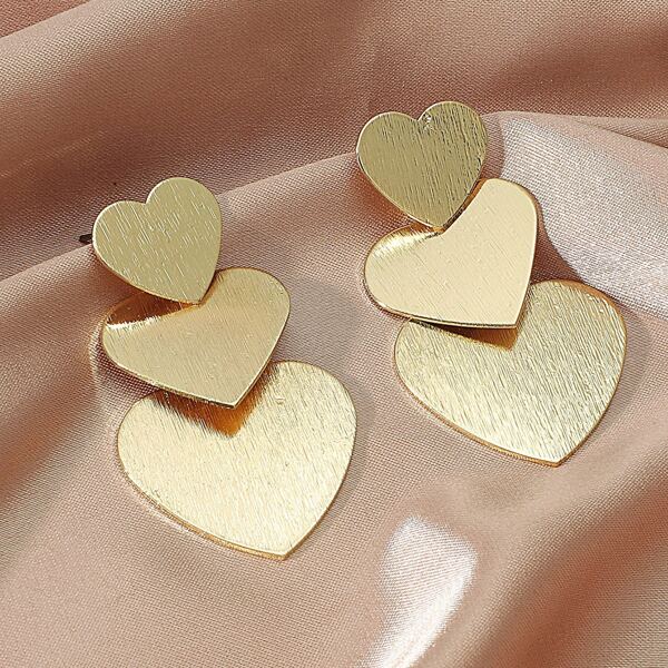 

Heart Decor Drop Earrings, Gold