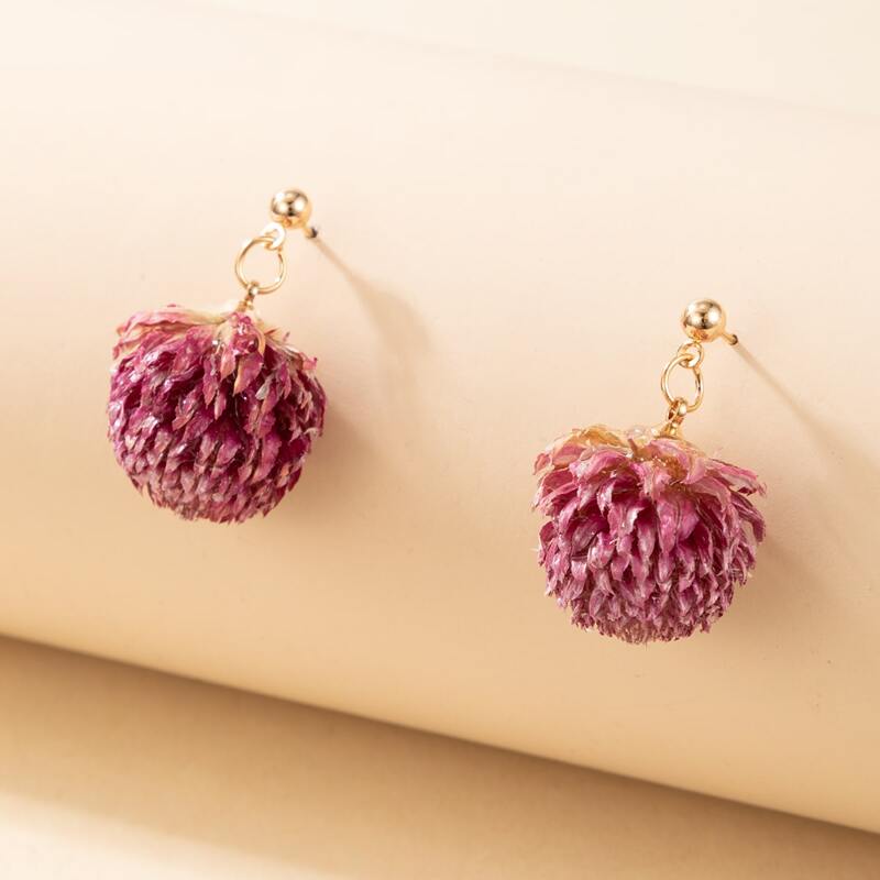 

Flower Drop Earrings, Purple