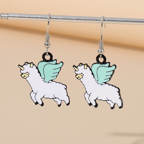

Animal Decor Drop Earrings, Blue and white