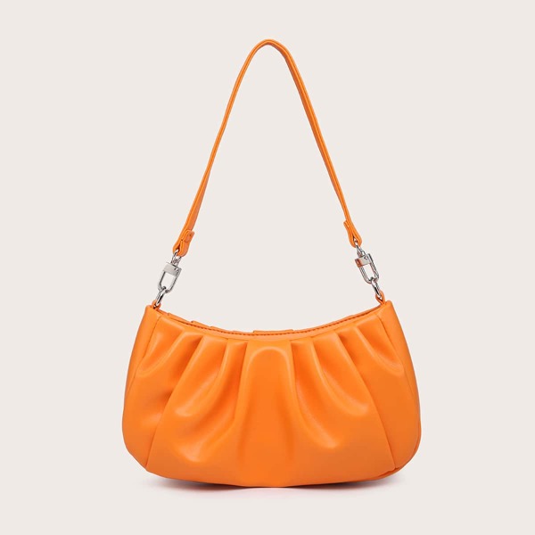 

Minimalist Ruched Shoulder Bag, Orange