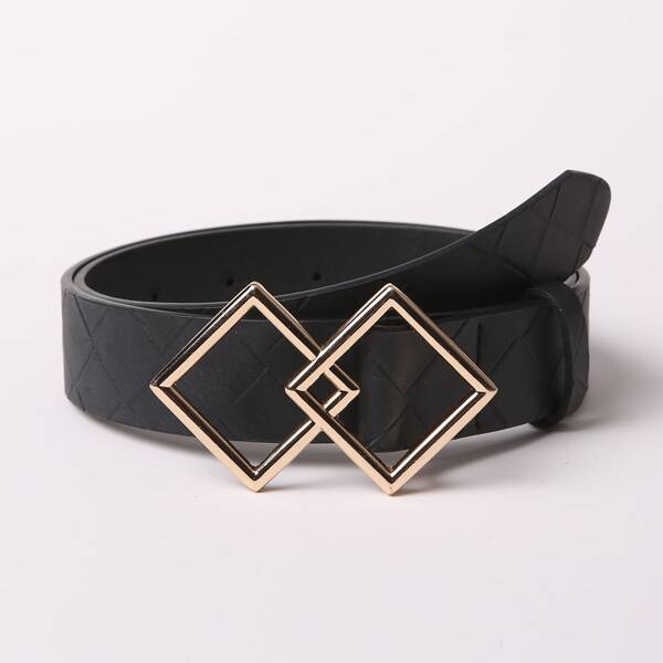 

Geometric Buckle Belt, Black