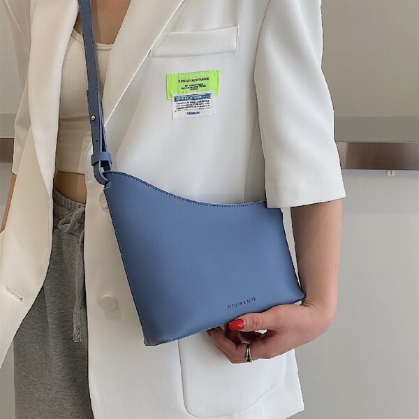 

Minimalist Letter Embossed Crossbody Bag, Blue