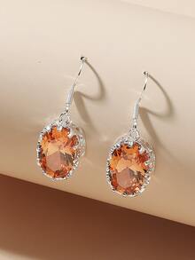 1 对复古优雅泪珠香槟石耳环