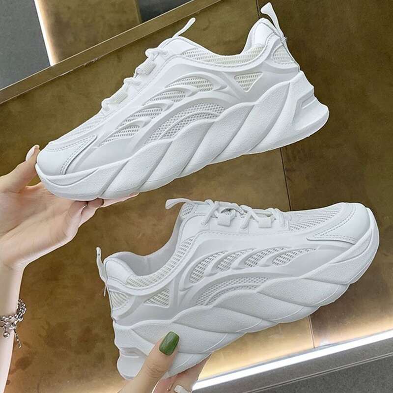 

Lace-up Mesh Chunky Sneakers, White