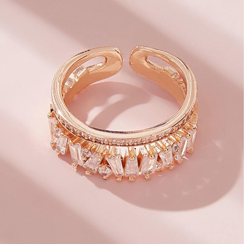 

1pc Rhinestone Decor Ring, Gold