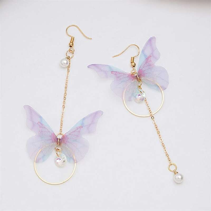 

Butterfly Drop Earrings, Purple