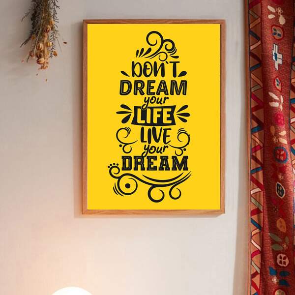 

Slogan Graphic Unframed Painting, Yellow