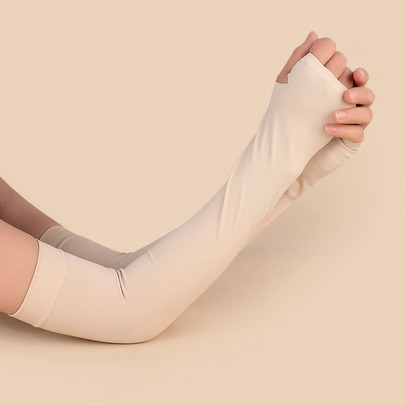 Solid Long Fingerless Gloves