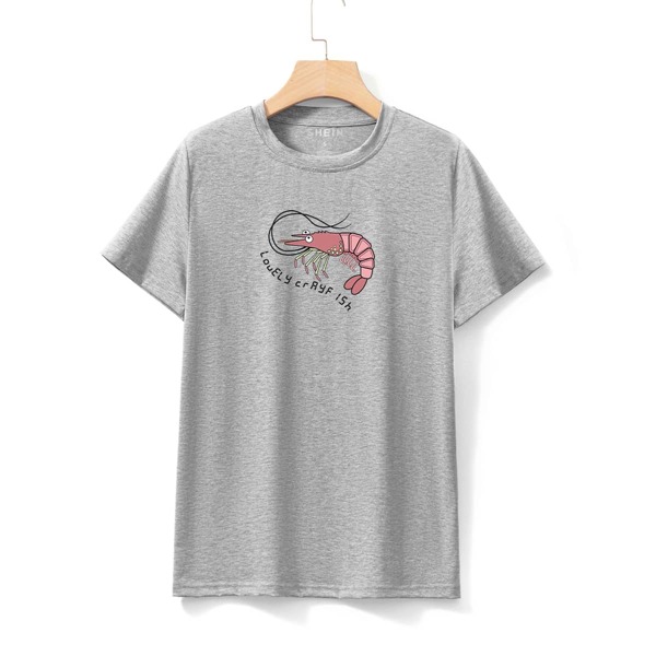 

Crayfish And Slogan Graphic Tee, Grey