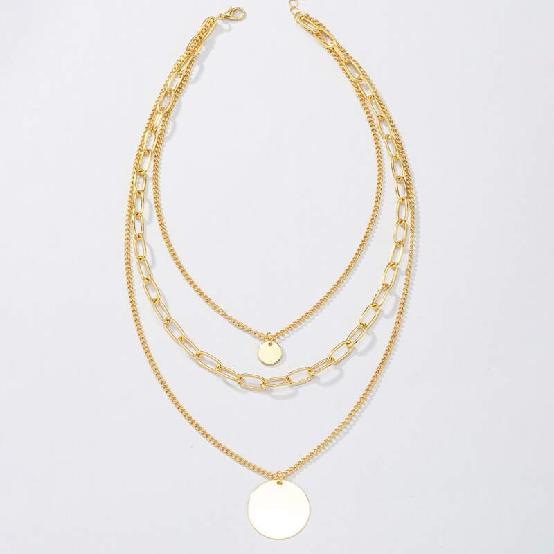 

Disc Decor Layered Necklace, Gold