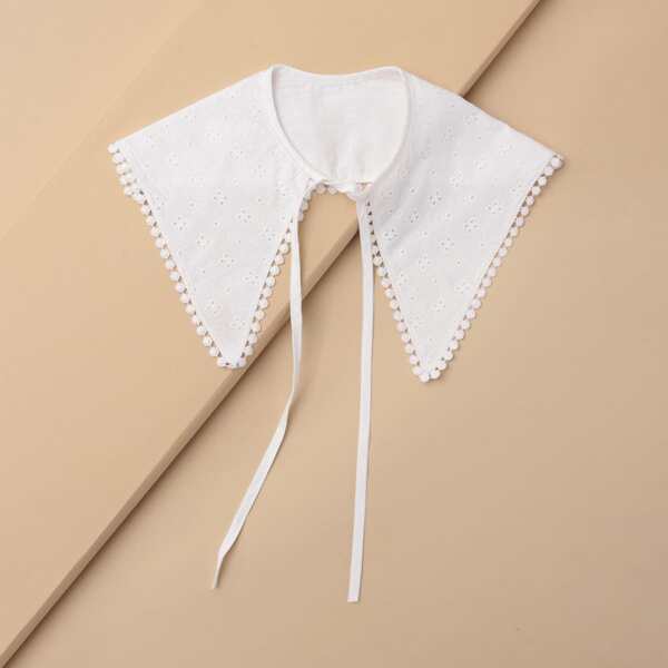 

Eyelet Embroidery Dickey Collar, White