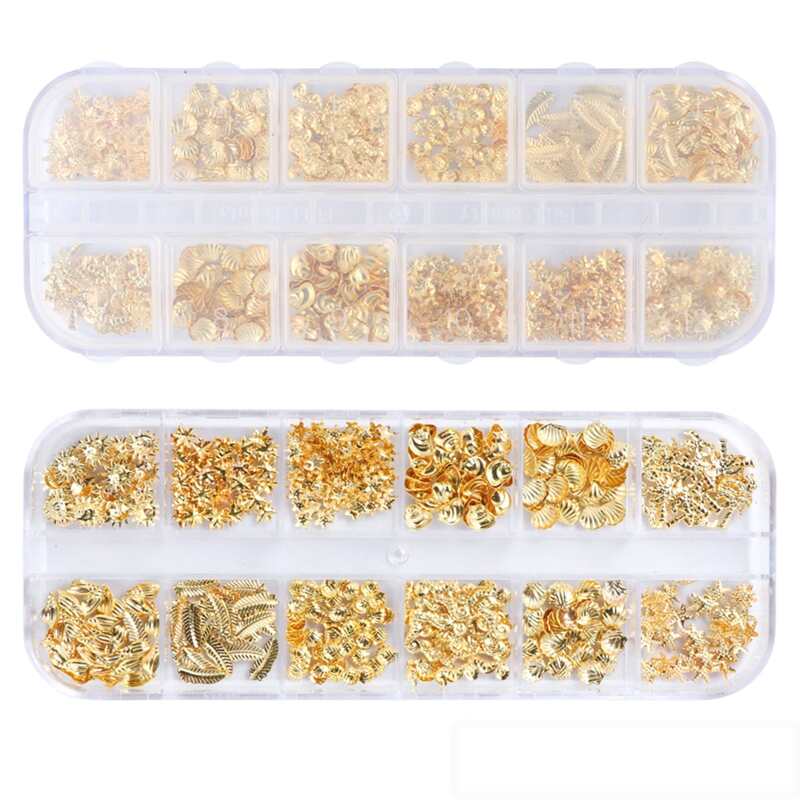 

1box Random Metallic Nail Art Decoration, Gold