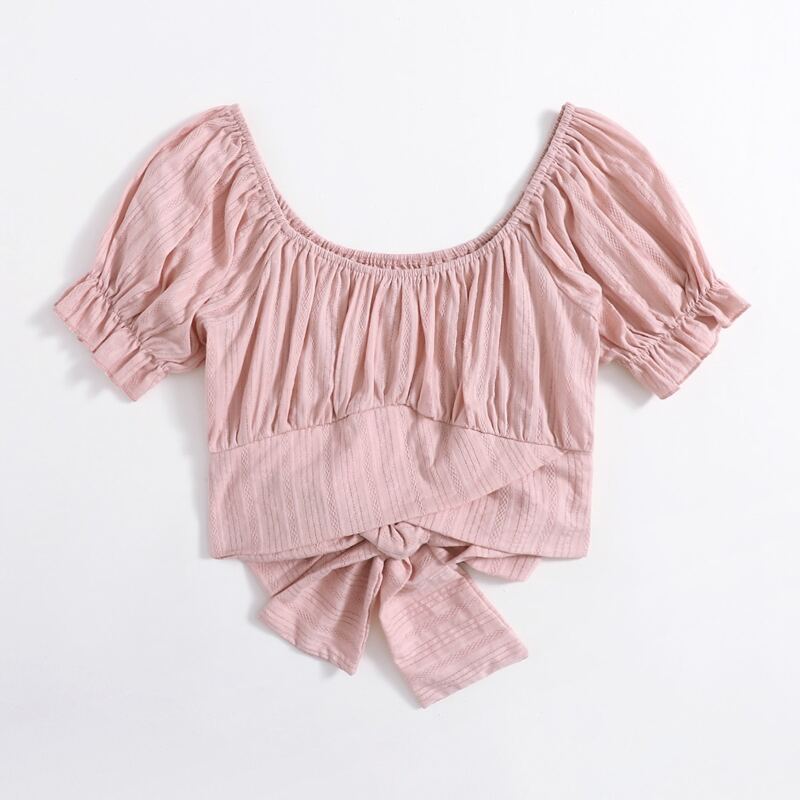 

Tie Back Ruched Crop Top, Dusty pink