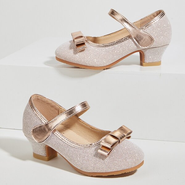 

Toddler Girls Metallic Bow Decor Flats, Champagne