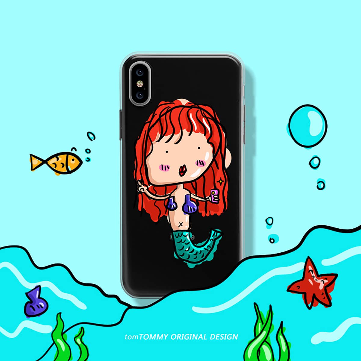 

Cartoon Mermaid Phone Case, Clear