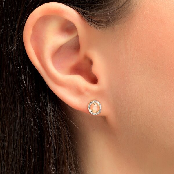 

Rhinestone & Opal Decor Stud Earrings, Brown