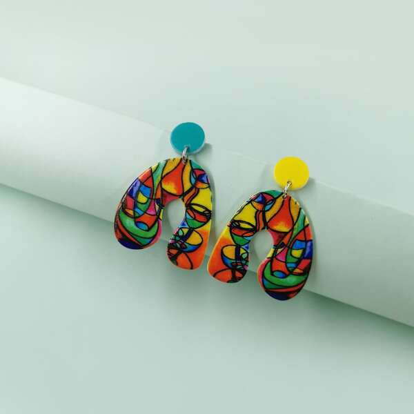 

Graphic Drop Earrings, Multicolor