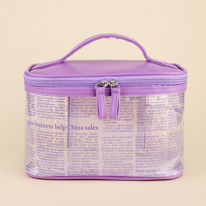 

Letter Graphic Clear Makeup Bag, Purple