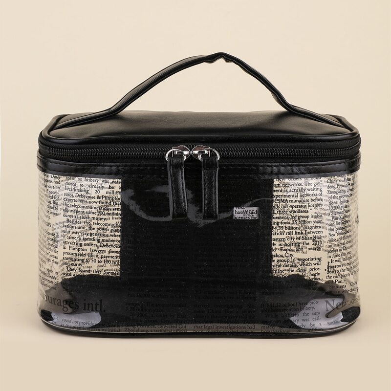 

Letter Graphic Clear Makeup Bag, Black