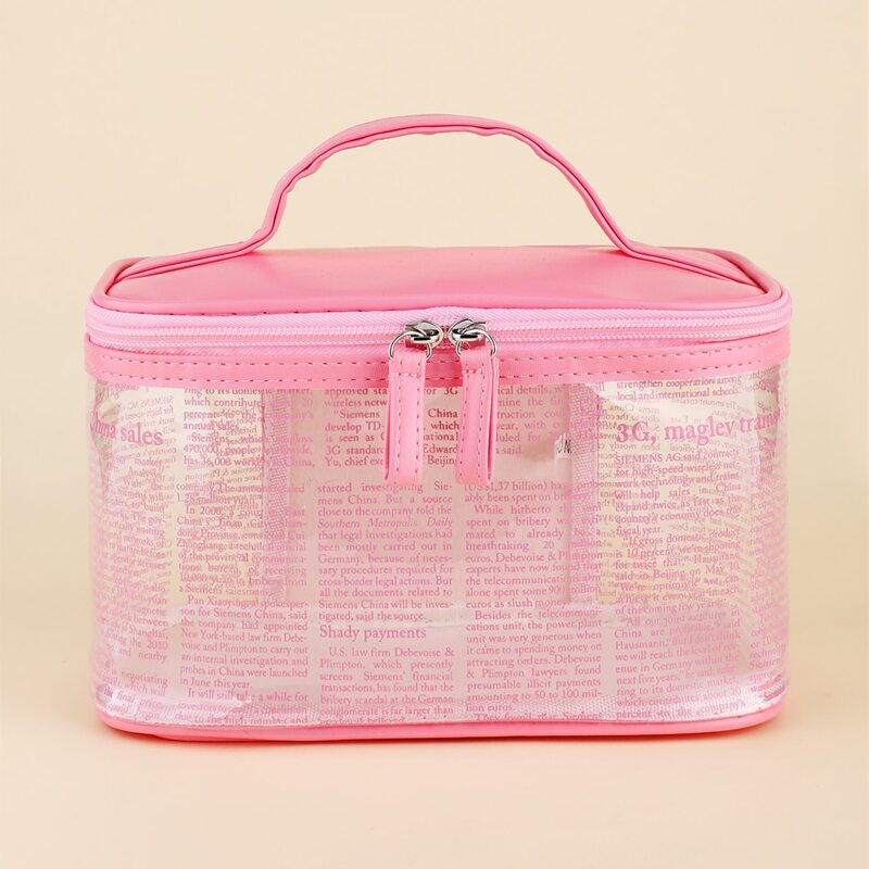 

Letter Graphic Clear Makeup Bag, Pink