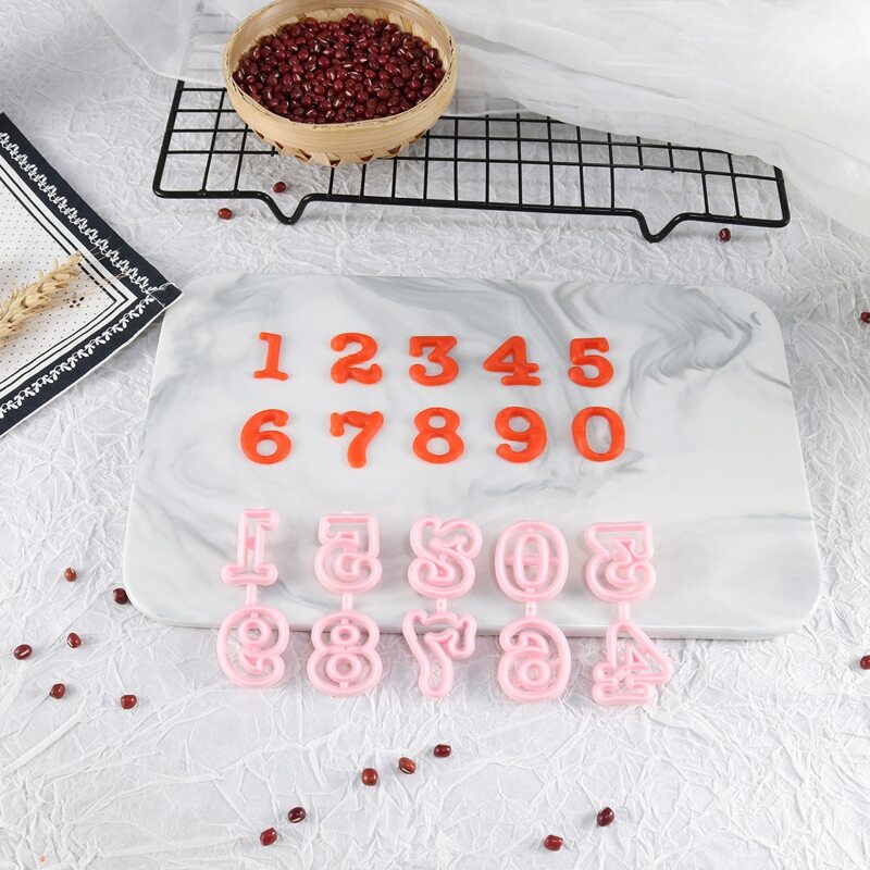 

10pcs Digital Shaped Biscuit Mold, Pink