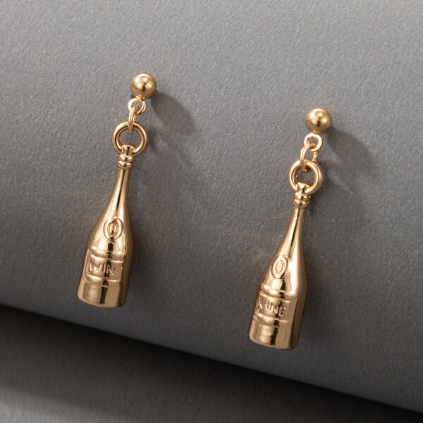 

Wine Bottle Decor Drop Earrings, Gold