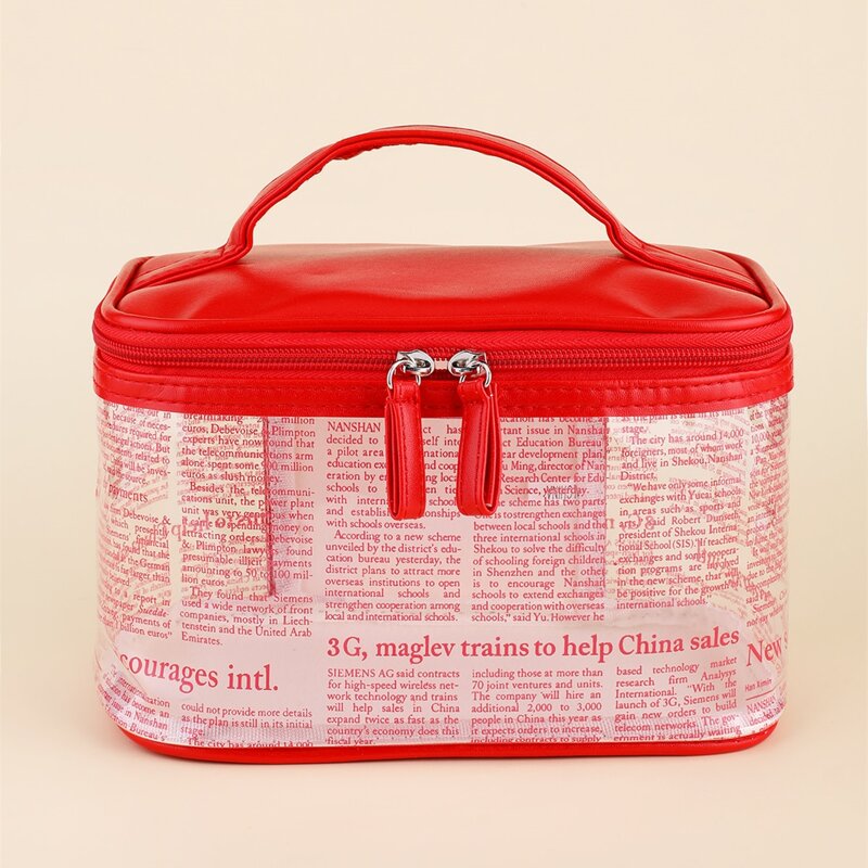 

Letter Graphic Clear Makeup Bag, Red