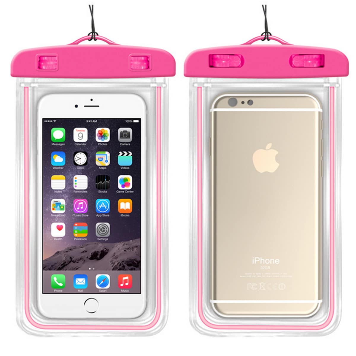 

1pc Clear Phone Waterproof Bag, Pink clear