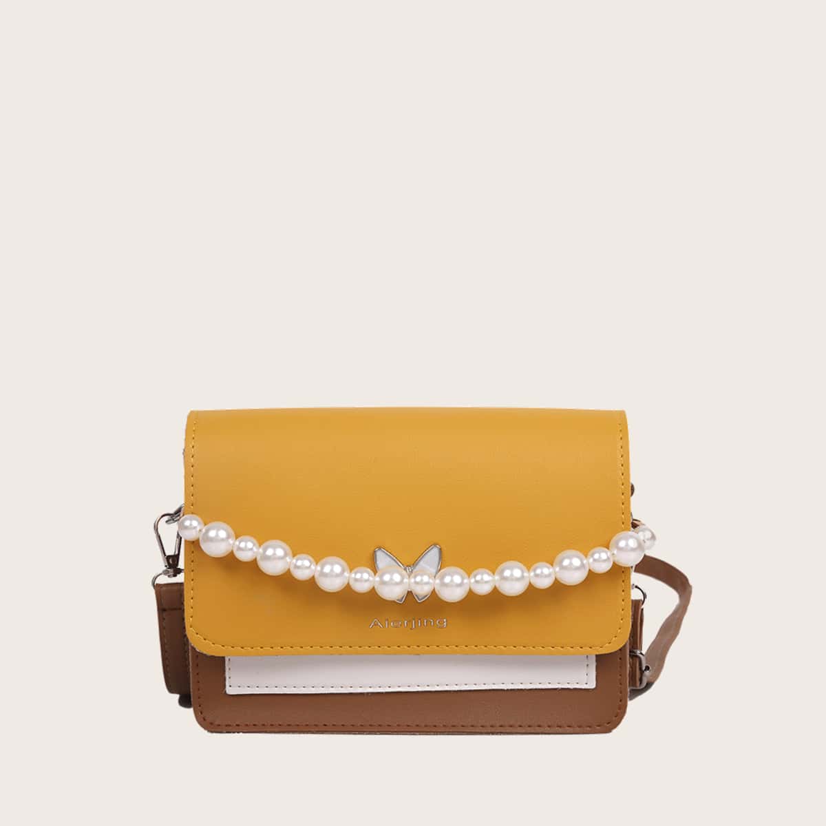 

Colorblock Flap Satchel Bag, Yellow