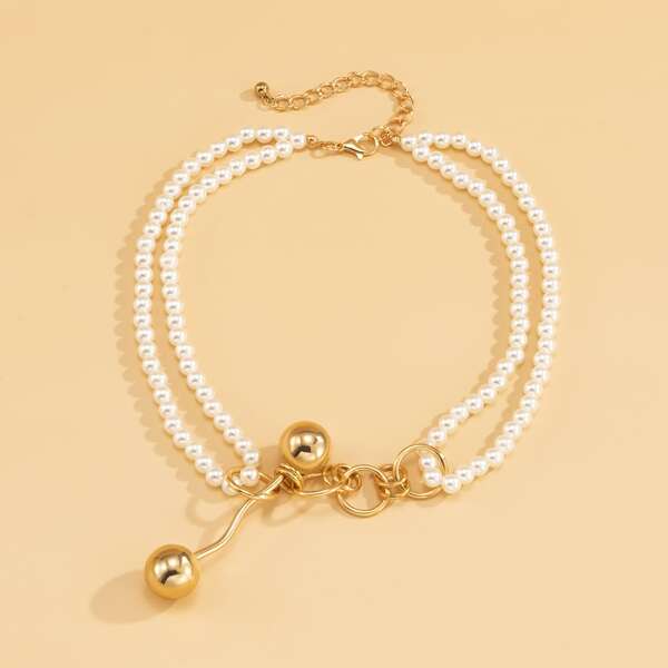 

Faux Pearl Decor Necklace, Multicolor