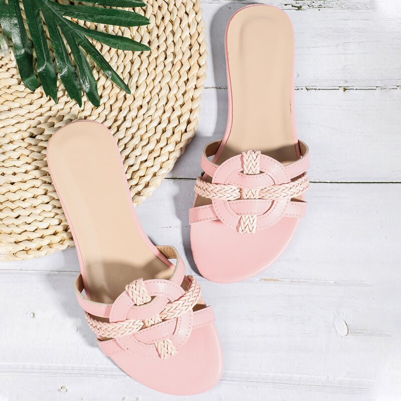 

Woven Slide Sandals, Pink