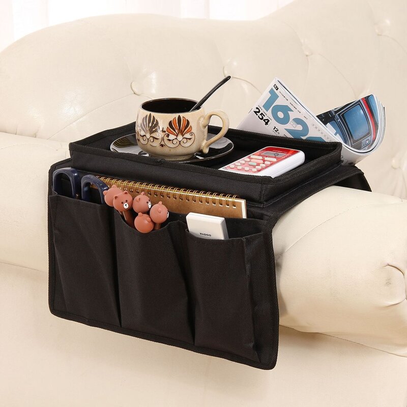 

1pc Sofa Armrest Storage Bag, Black
