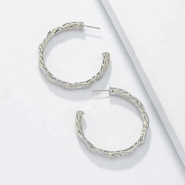 

Cuff Hoop Earrings, Silver