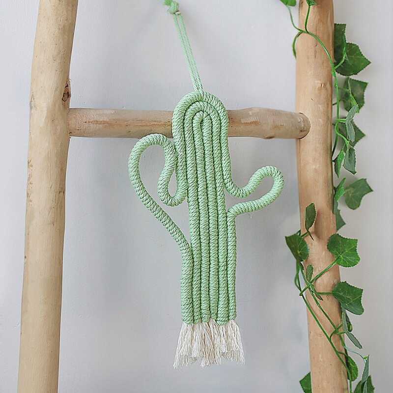 

1pc Woven Cactus Wall Hanging, Green