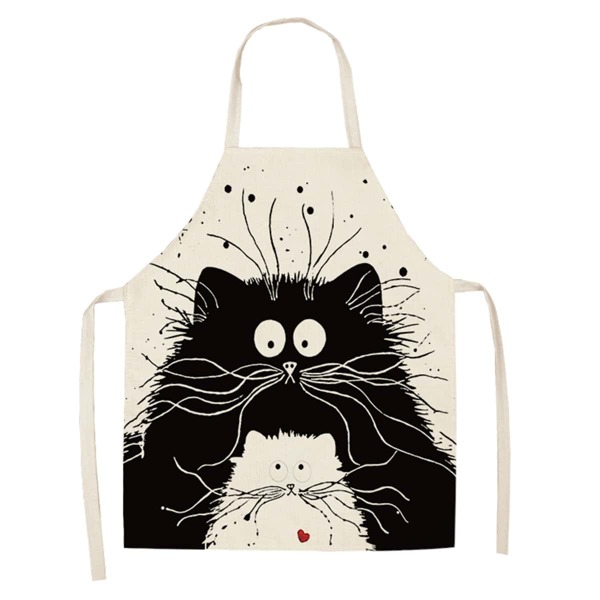 

Cartoon Cat Print Apron, Multicolor