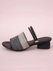 Mules Tipo Sandalia De Dos Tonos - Negro - Ver 2