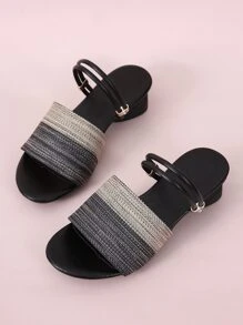Mules Tipo Sandalia De Dos Tonos - Negro - Ver 4