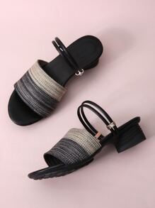 Mules Tipo Sandalia De Dos Tonos - Negro - Ver 5