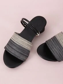 Mules Tipo Sandalia De Dos Tonos - Negro - Ver 6