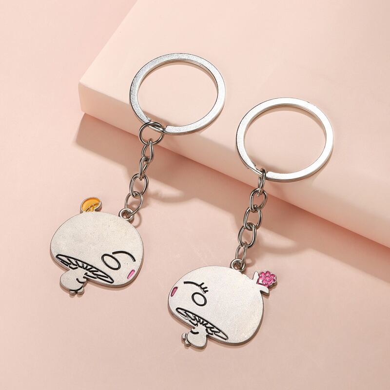 

2pcs Mushroom Metal Keychain, Silver