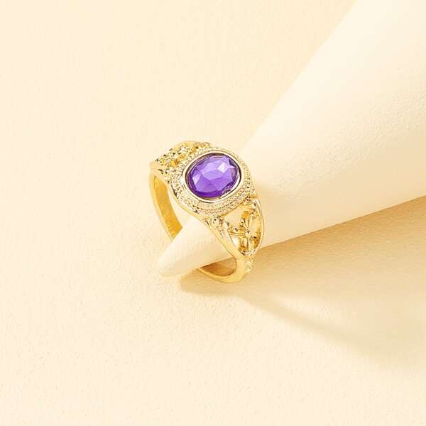 

Rhinestone Decor Ring, Gold