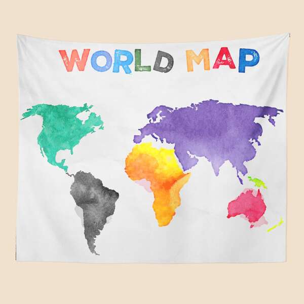 

Map Print Tapestry, Multicolor