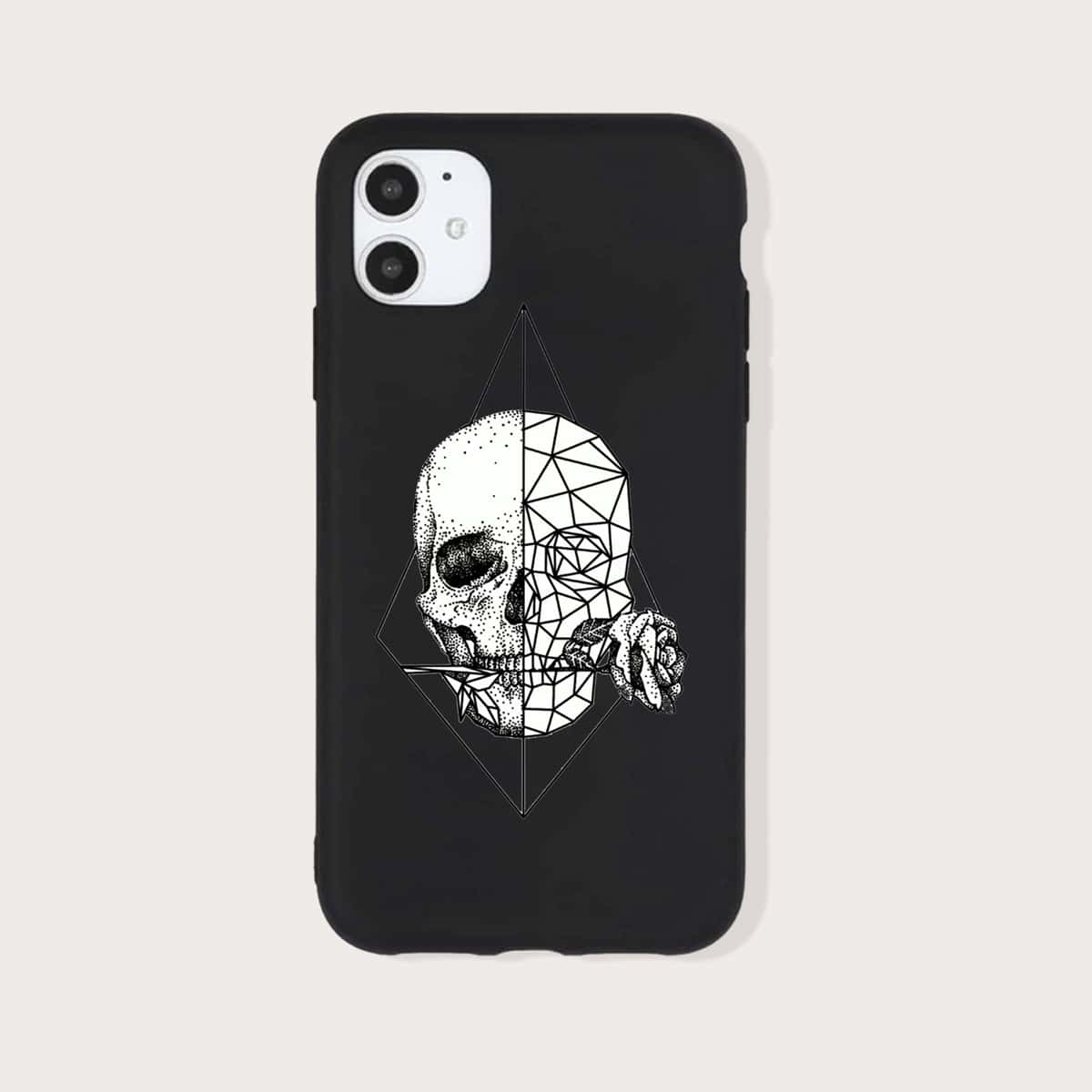 

Skeleton & Floral Phone Case, Black