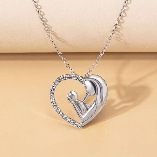 

Heart Pendant Necklace, Silver