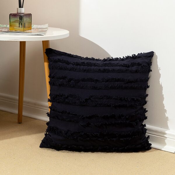 

Tassel Decor Cushion Cover Without Filler, Navy blue