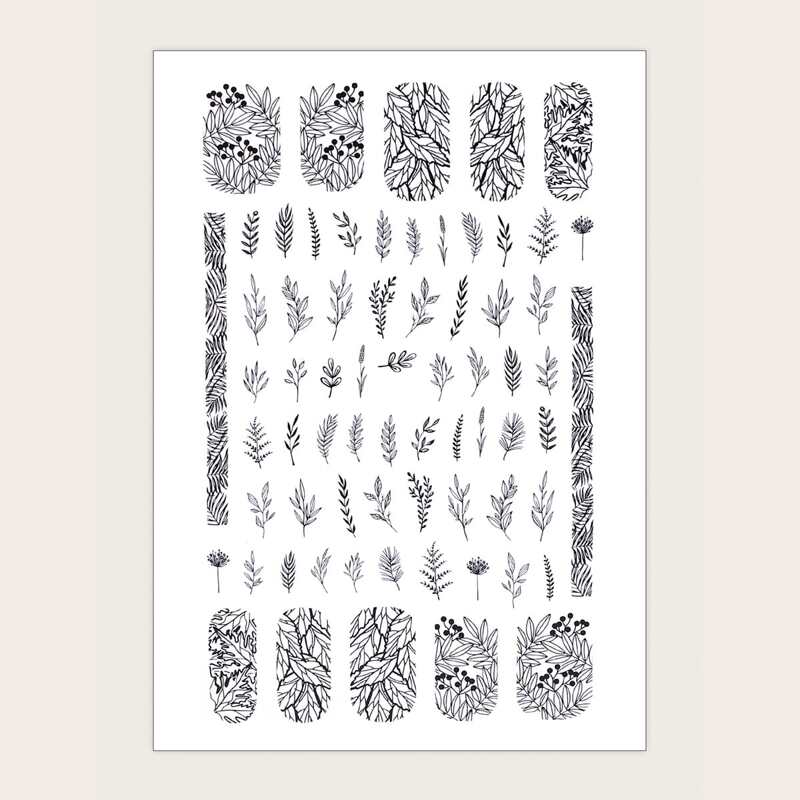 

1sheet Plants Pattern Nail Art Sticker, Black